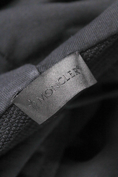 Moncler Women Pullover Hoodie Black Cotton Crew Neck Long Sleeve Size M