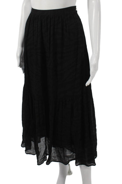 Ba&Sh Womens Maxi Skirt Black Viscose Zip Long Size S
