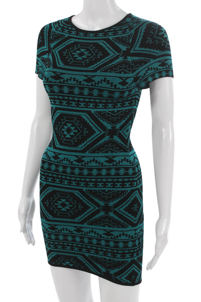 Torn by Ronny Kobo Womens Bodycon Dress Black Rayon Short Sleeve Size S