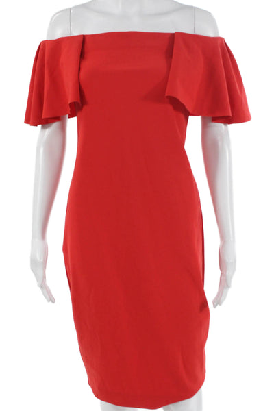 Carbon 38 Womens Bodycon Red Off Shoulder Sleeveless Short Dress Size S