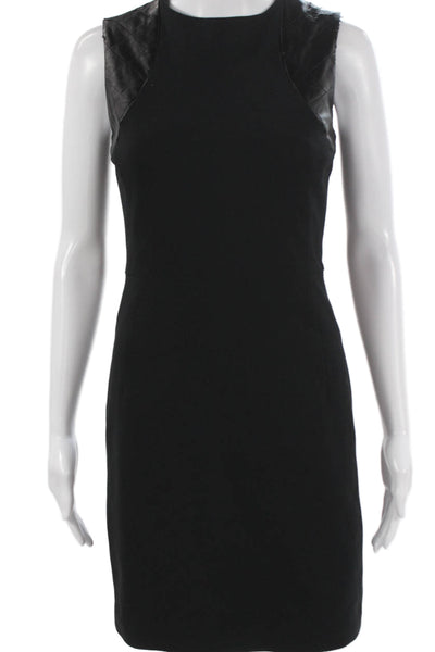Barbour Womens Sheath Dress Black Cotton Sleeveless Round Neck Zip Size 4