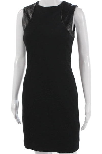 Barbour Womens Sheath Dress Black Cotton Sleeveless Round Neck Zip Size 4