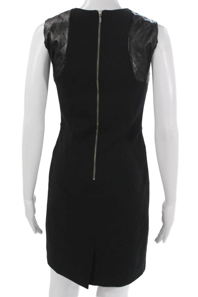 Barbour Womens Sheath Dress Black Cotton Sleeveless Round Neck Zip Size 4