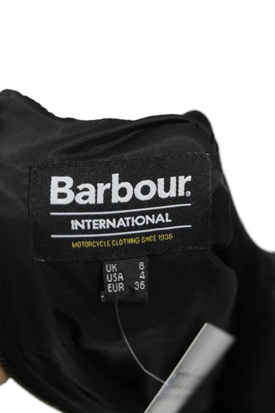 Barbour Womens Sheath Dress Black Cotton Sleeveless Round Neck Zip Size 4