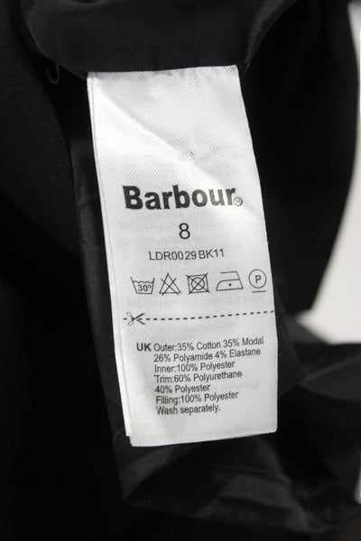 Barbour Womens Sheath Dress Black Cotton Sleeveless Round Neck Zip Size 4