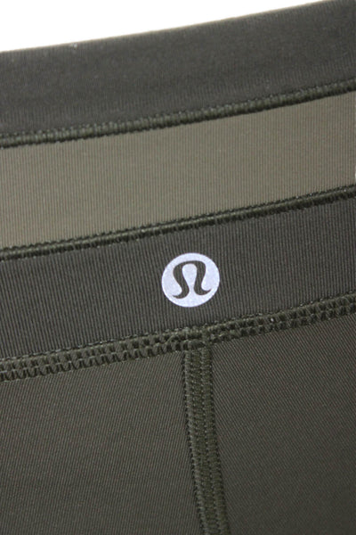 Lululemon Women Capri Leggings Green Striped Polyester Blend Size XS