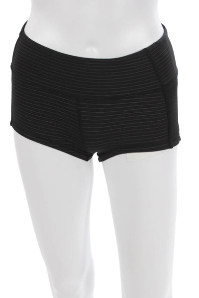 Lululemon Womens Athletic Striped Black Polyester Blend Shorts Size 4