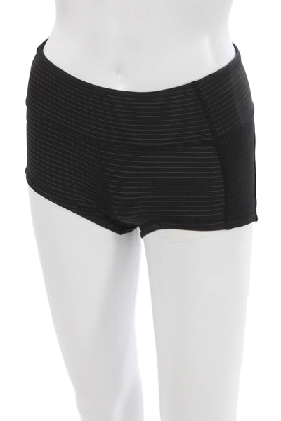 Lululemon Womens Athletic Striped Black Polyester Blend Shorts Size 4