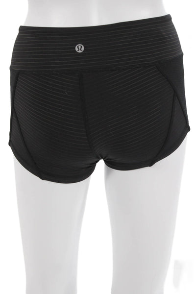 Lululemon Womens Athletic Striped Black Polyester Blend Shorts Size 4