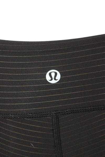 Lululemon Womens Athletic Striped Black Polyester Blend Shorts Size 4