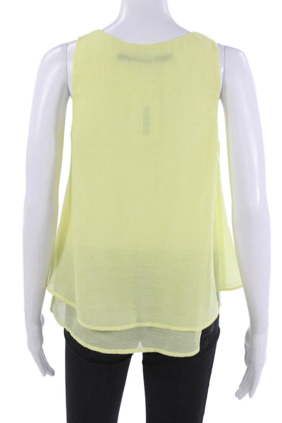 Silvian Heach Women Yellow V Neck Check Viscose Sleeveless Blouse Size XS