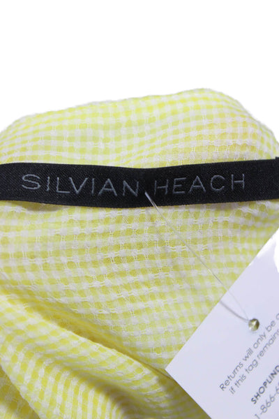 Silvian Heach Women Yellow V Neck Check Viscose Sleeveless Blouse Size XS