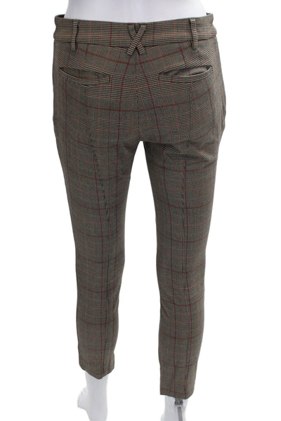 Anthropologie Womens Ankle Pants Plaid Multicolor Cotton Zip Size 0