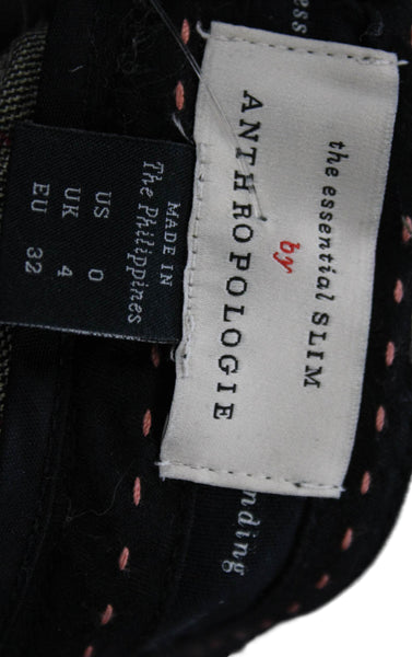 Anthropologie Womens Ankle Pants Plaid Multicolor Cotton Zip Size 0