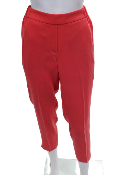 J Crew Womens Cropped Red Pull On Polyester Pants Size 00