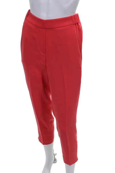 J Crew Womens Cropped Red Pull On Polyester Pants Size 00