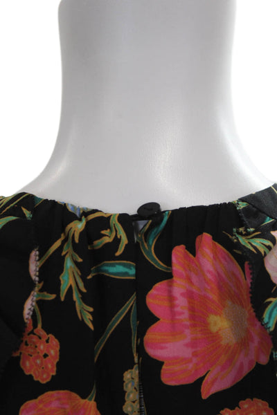 Kate Spade Womens Fit & Flare Dress Black 3/4 Sleeve Floral Polyester Size 00