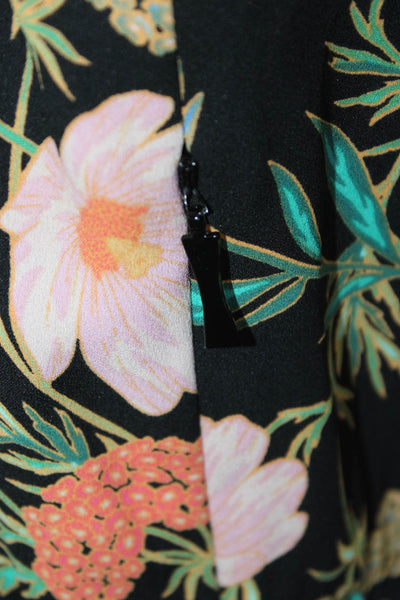 Kate Spade Womens Fit & Flare Dress Black 3/4 Sleeve Floral Polyester Size 00