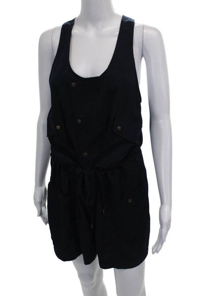 Elevenses Anthropologie Womens Blue Scoop Neck Romper Sleeveless Size XS