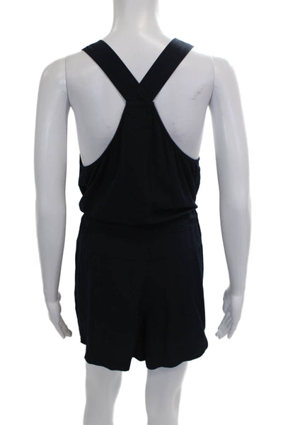 Elevenses Anthropologie Womens Blue Scoop Neck Romper Sleeveless Size XS