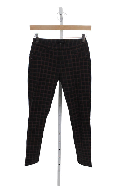 Sanctuary Womens Ankle Pants Black Check Rayon Pull On Size XS