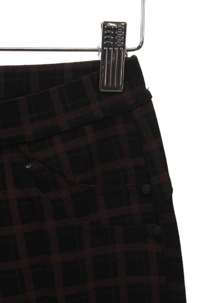 Sanctuary Womens Ankle Pants Black Check Rayon Pull On Size XS