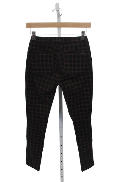 Sanctuary Womens Ankle Pants Black Check Rayon Pull On Size XS