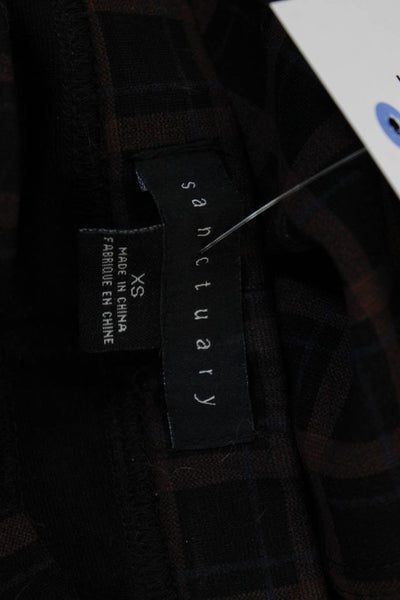 Sanctuary Womens Ankle Pants Black Check Rayon Pull On Size XS