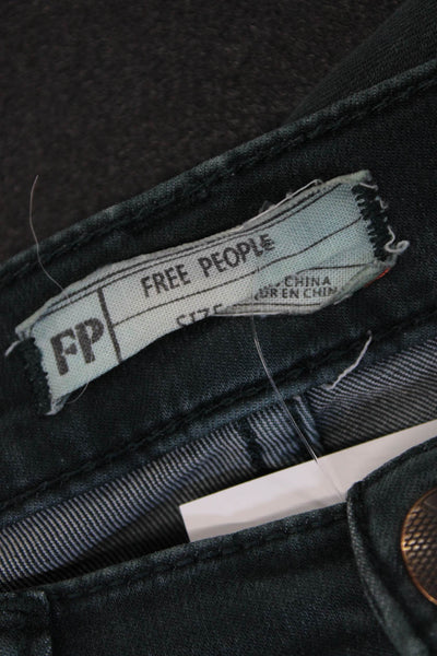 Free People Womens Skinny Jeans Gray Low Rise Cotton Button Size 27