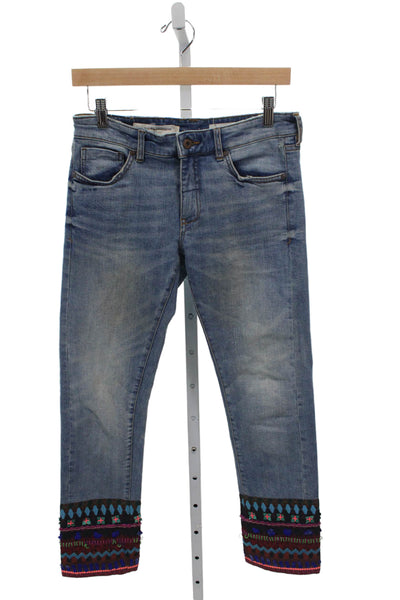 Pilcro Anthropologie Women Ankle Jeans Blue Cotton Blend Low Rise Size 26