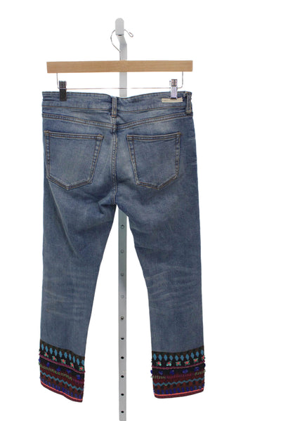 Pilcro Anthropologie Women Ankle Jeans Blue Cotton Blend Low Rise Size 26
