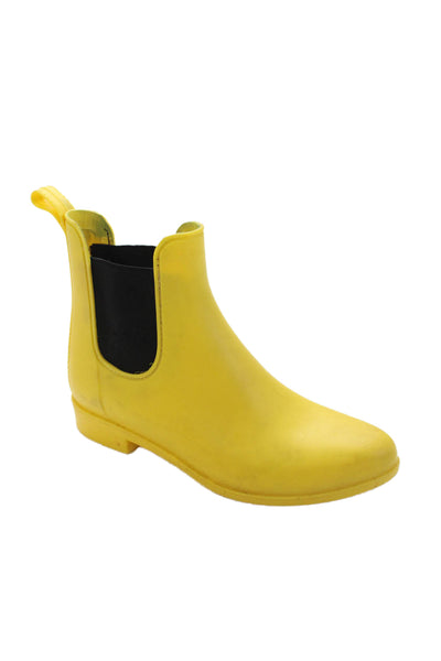 J Crew Womens Slip On Rain Boots Yellow Size 8