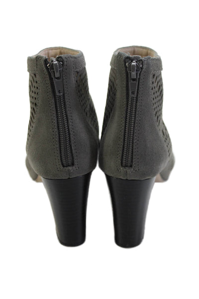 Brooks Brothers Womens Suede Open Toe Cut Out Detail Heels Gray Size 7.5