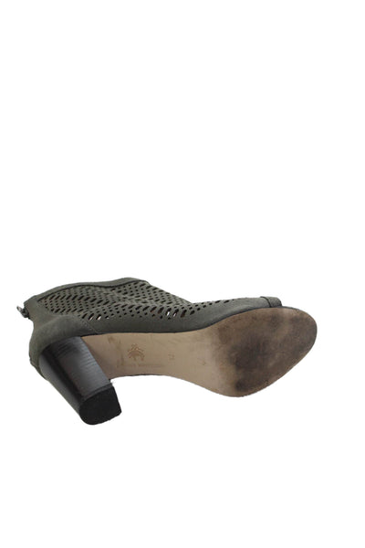 Brooks Brothers Womens Suede Open Toe Cut Out Detail Heels Gray Size 7.5