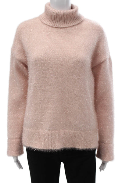Kate Spade New York Women Pink Sparkly Turtleneck Sweater Size XS