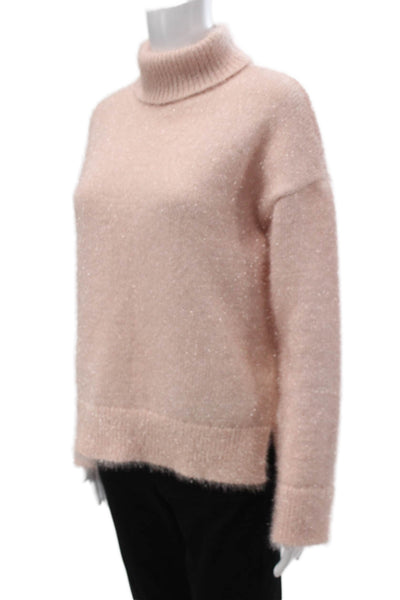 Kate Spade New York Women Pink Sparkly Turtleneck Sweater Size XS