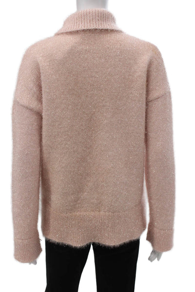 Kate Spade New York Women Pink Sparkly Turtleneck Sweater Size XS