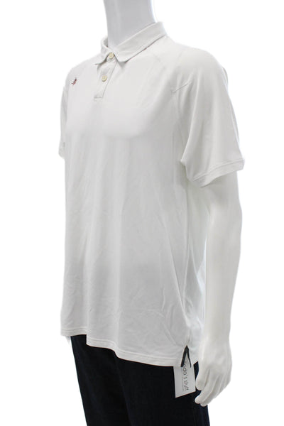 Rhone Mens Short Sleeves Polo Shirt White Size Large