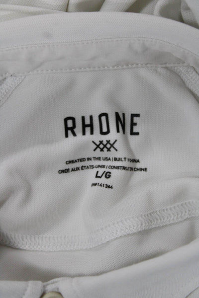 Rhone Mens Short Sleeves Polo Shirt White Size Large