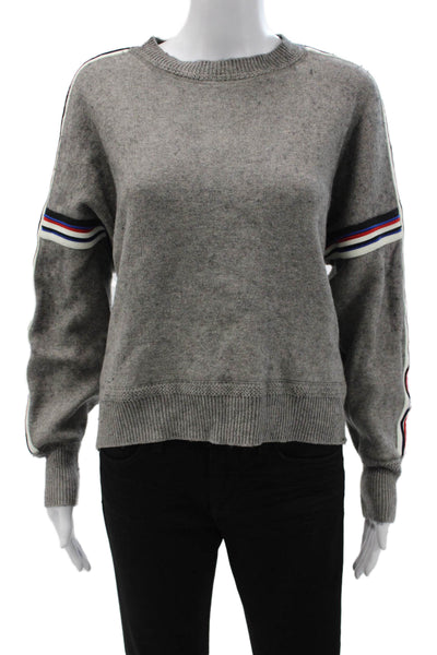 Isabel Marant Etoile Womens Gray Striped Crew Neck Pullover Long Sleeve Size 36