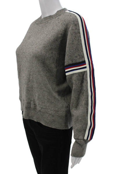 Isabel Marant Etoile Womens Gray Striped Crew Neck Pullover Long Sleeve Size 36