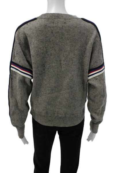 Isabel Marant Etoile Womens Gray Striped Crew Neck Pullover Long Sleeve Size 36