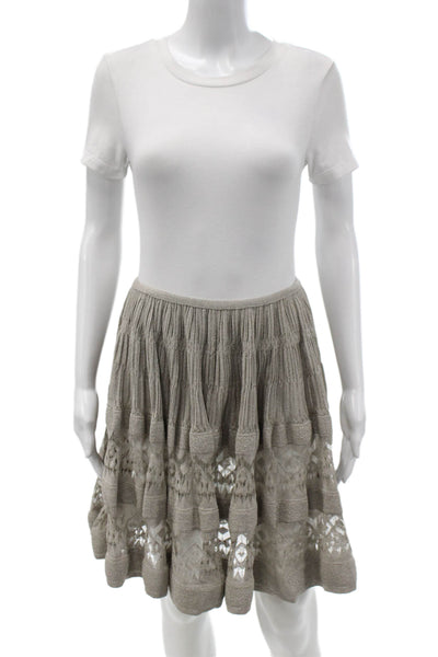 Alaia Womens A-Line Gray Knee-Length Skirt Zip Bohemian Size 40