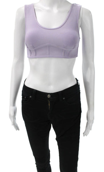 Herve By Herve Leger Womens Cropped Tank Purple Scoop Neck Zip Size XS