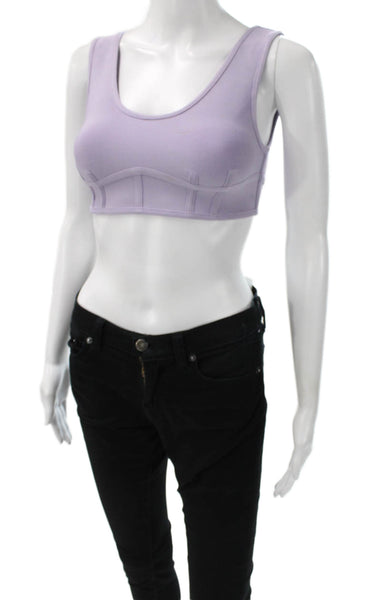 Herve By Herve Leger Womens Cropped Tank Purple Scoop Neck Zip Size XS
