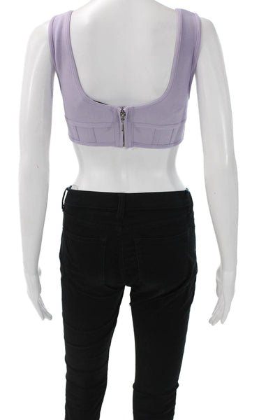 Herve By Herve Leger Womens Cropped Tank Purple Scoop Neck Zip Size XS