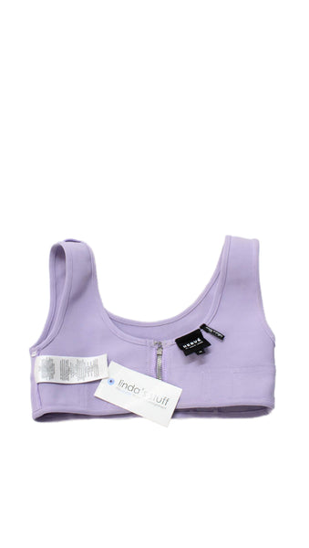 Herve By Herve Leger Womens Cropped Tank Purple Scoop Neck Zip Size XS