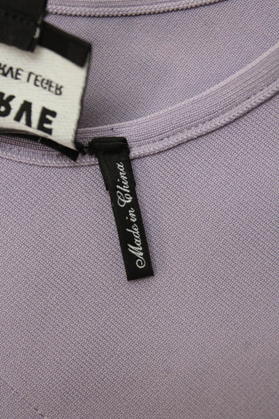 Herve By Herve Leger Womens Cropped Tank Purple Scoop Neck Zip Size XS