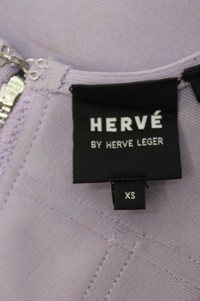 Herve By Herve Leger Womens Cropped Tank Purple Scoop Neck Zip Size XS