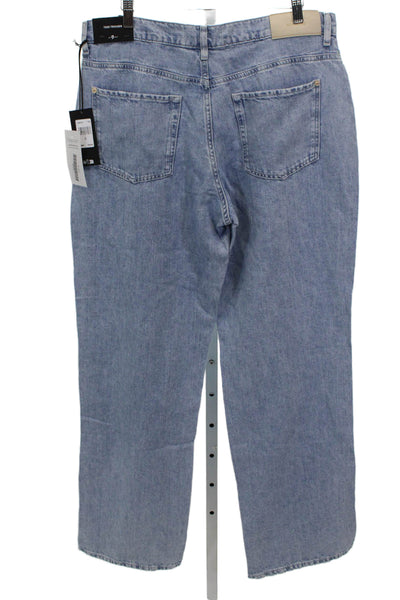 7 For All Mankind Women Straight Jeans Blue High Rise 34 Inseam Cotton Size 31